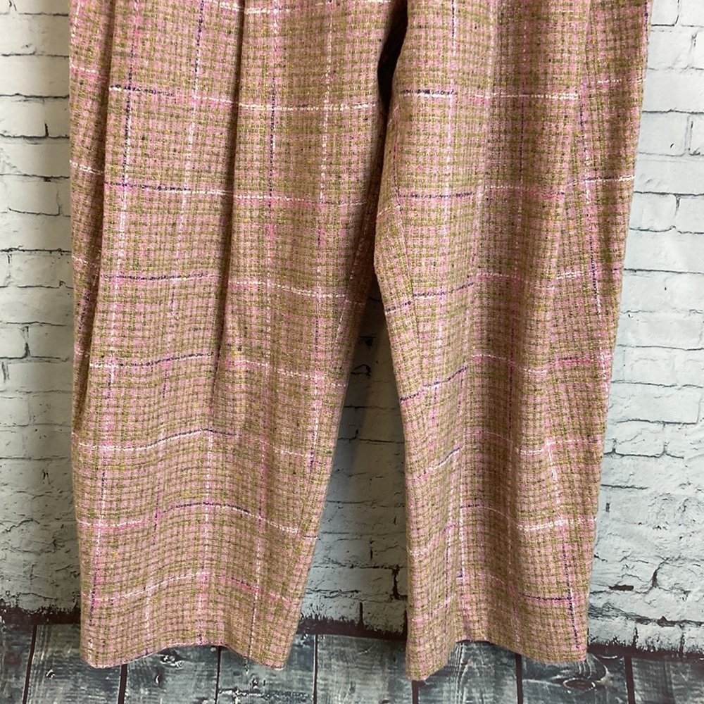 Natasha Zinko Pleated High Waist Pink Plaid Wool Blend Trousers - Picture 5 of 15